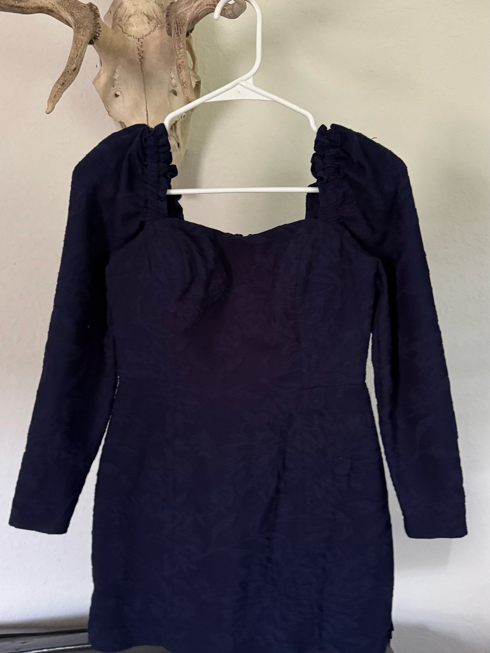 Lilly Pulitzer Ivanna Navy Jacquard Long Sleeve Romper